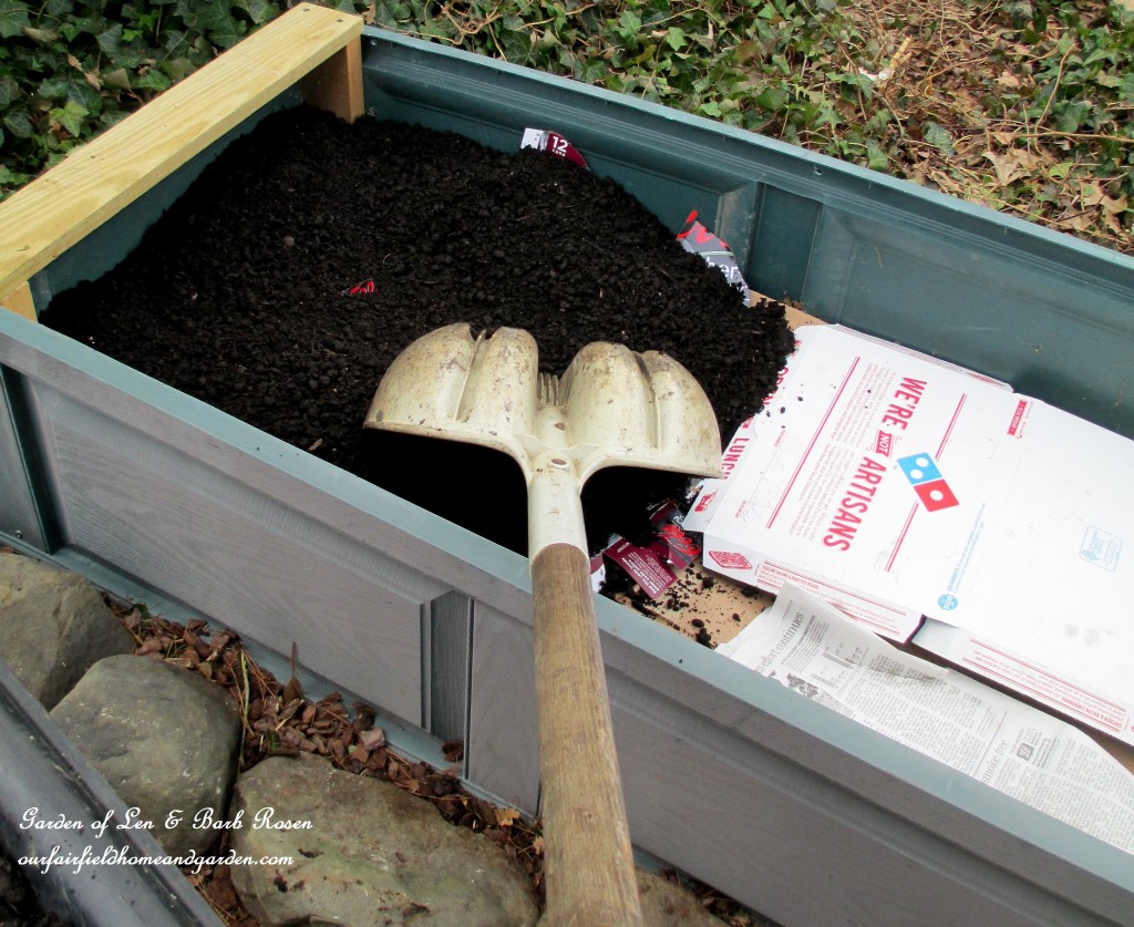 http://ourfairfieldhomeandgarden.com/diy-project-raised-beds-for-free/ layers of straw, a neighbor's weeds, newspaper and cardboard topped with good compost