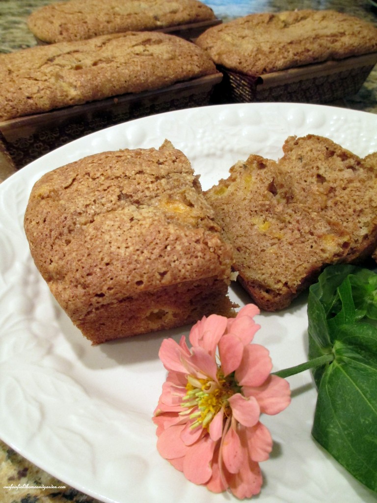 Quick Bread https://ourfairfieldhomeandgarden.com/lovely-peach-bread-with-lavender-sugar-sprinkles/