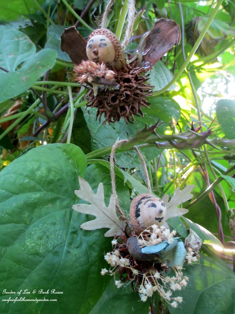 Fall Fairies flitting on the arbor! https://ourfairfieldhomeandgarden.com/fall-decorating-at-our-fairfield-home-and-garden/