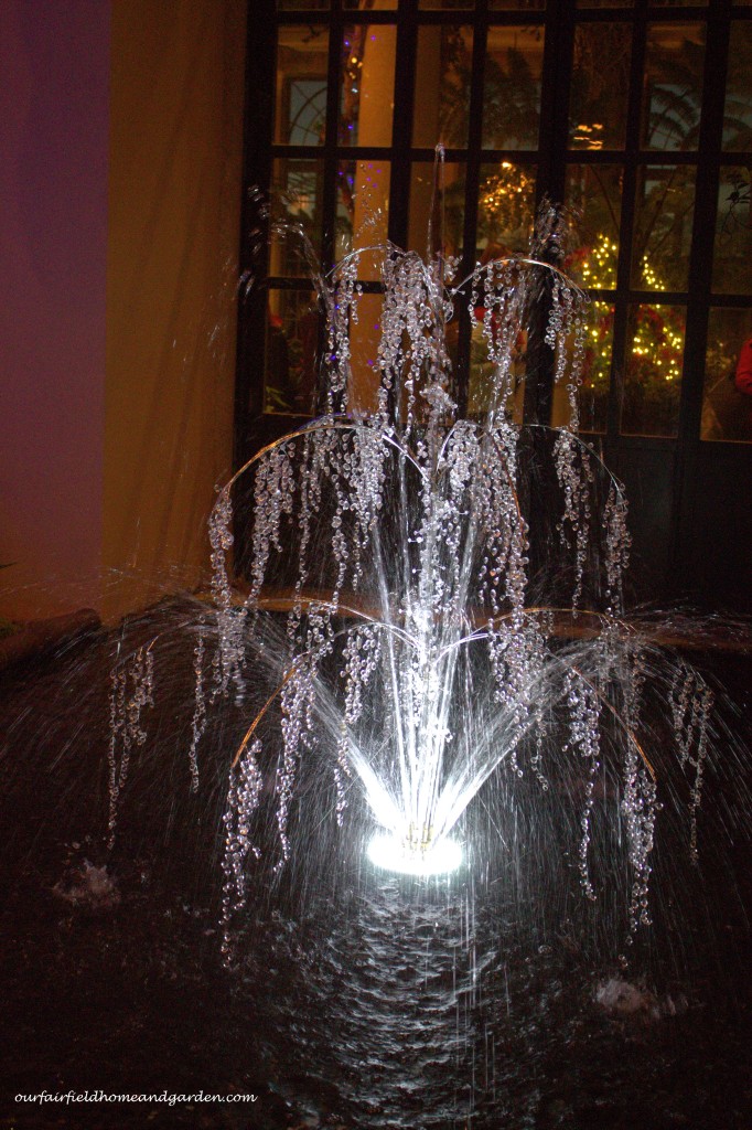 Icicle Fountain https://ourfairfieldhomeandgarden.com/a-longwood-christmas-evening-stroll/