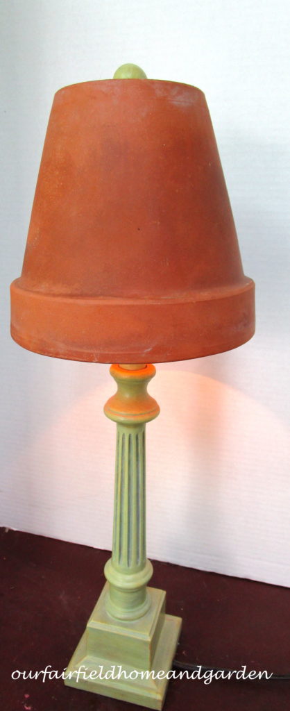 Flower Pot Lamp Shade https://ourfairfieldhomeandgarden.com/lamps-with-a-gardeners-touch/